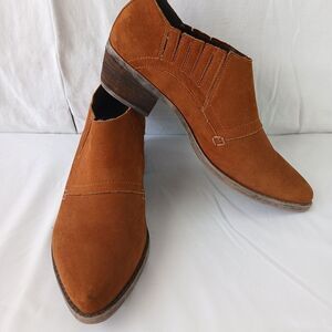 Steve Madden Boots Womens 7.5 M Auckland Ankle Booties Block Heels Brown Leather